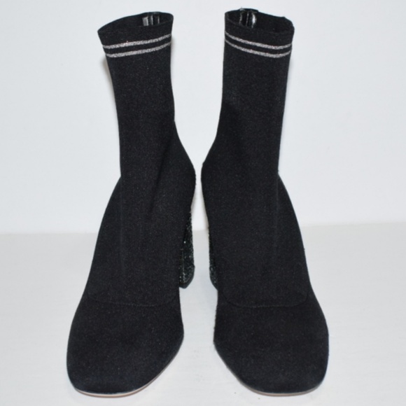 Miu Miu Glitter-Heel Metallic Sock Knit Bootie - Picture 3 of 8
